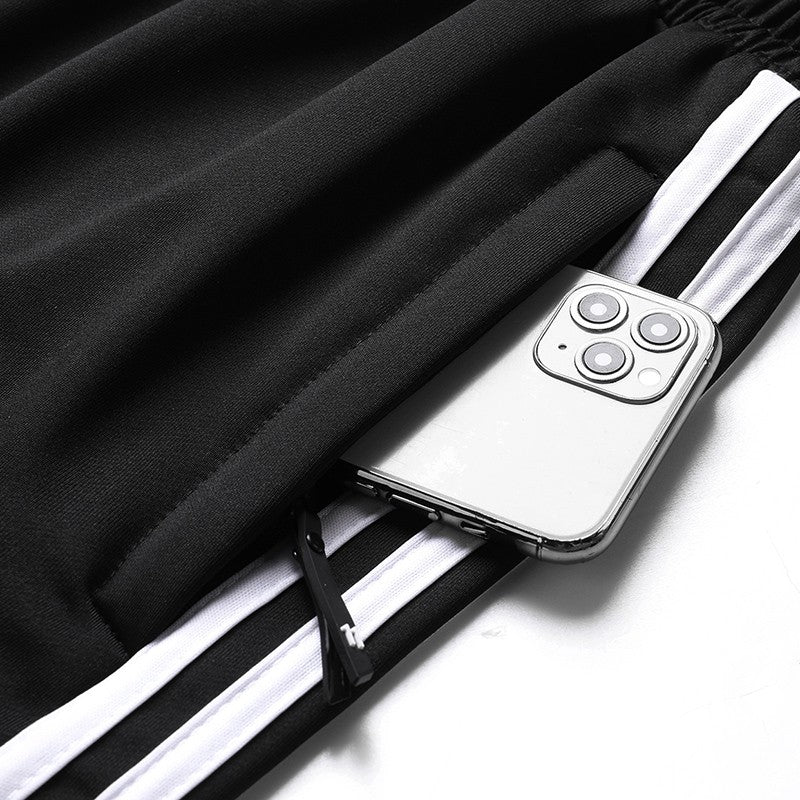 MEN  JOGGING TROUSER  BLACK AND WHITE STRIPES COLOUR WITH   EMBROIDERY