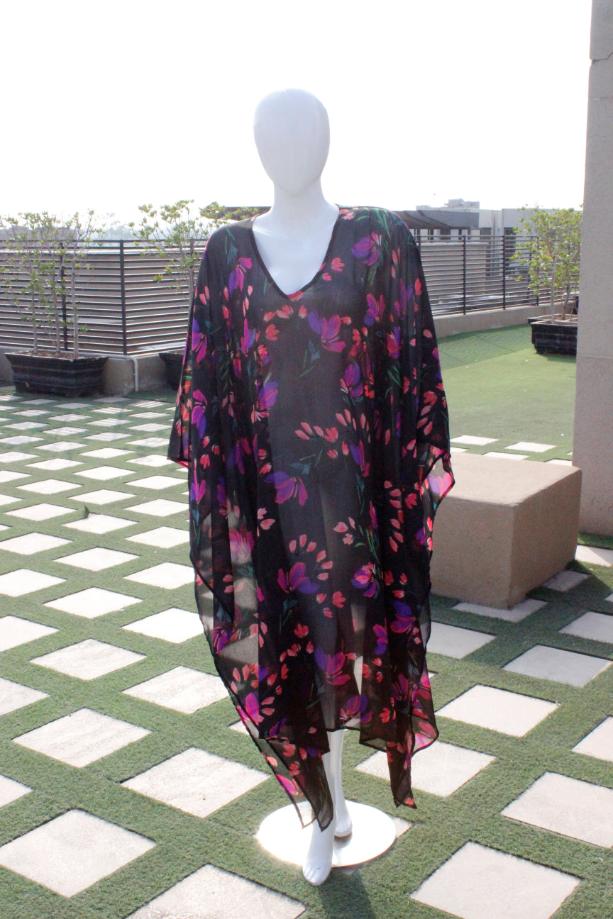 Midnight Floral Fantasy  - Swim Wear Cover Up