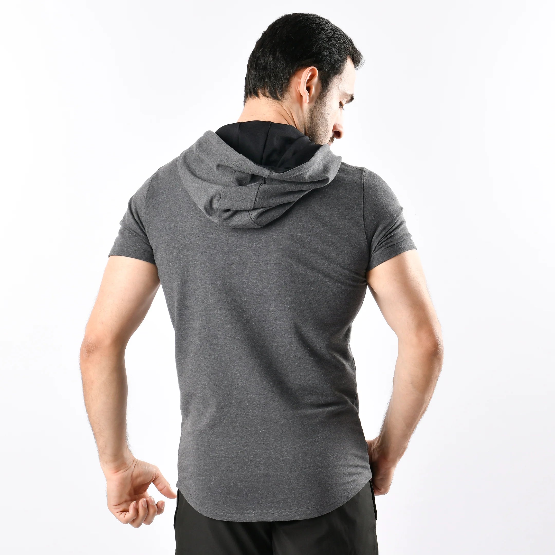 Athletic Short Sleeve Hoodie - Charcoal Grey
