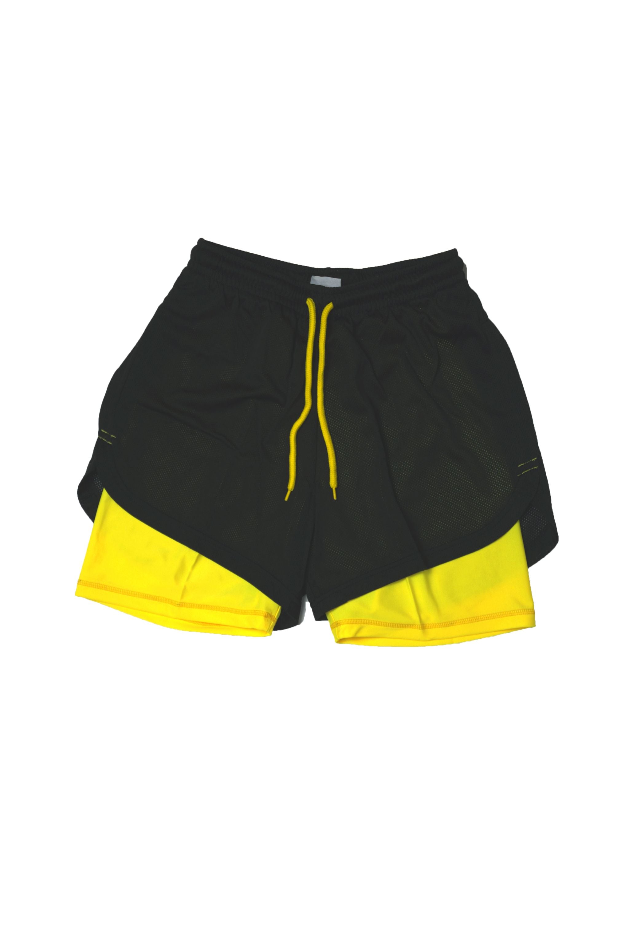 WOMEN FITNESS SHORTS BLACK AND YELLOW COLOUR