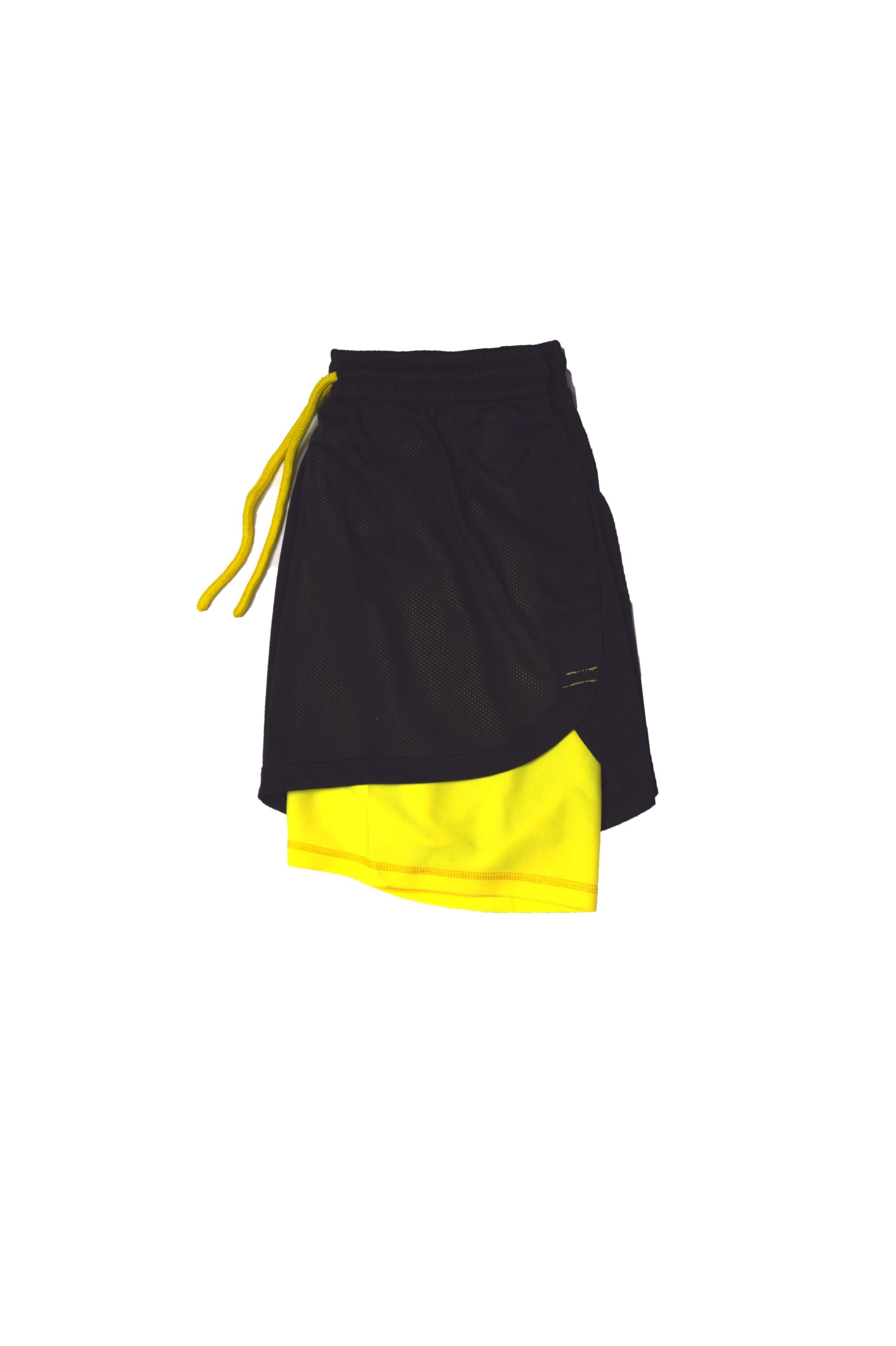 WOMEN FITNESS SHORTS BLACK AND YELLOW COLOUR